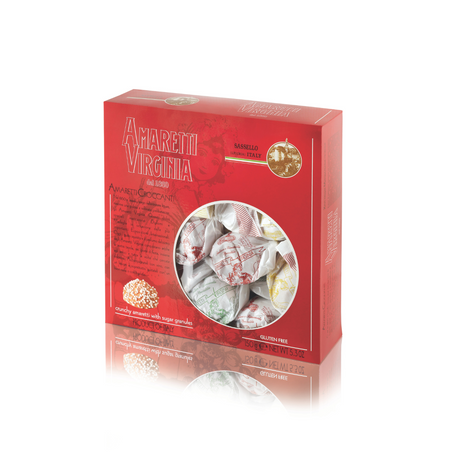 Traditional Mini Amaretti Crunchy Lighty Sugared in Large Windowed Box