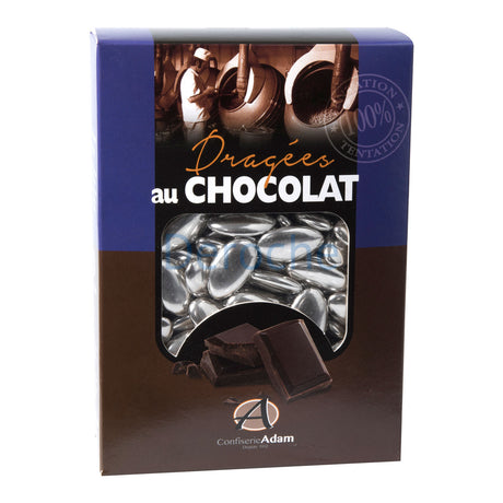 Adam almond dragee dark chocolate silver